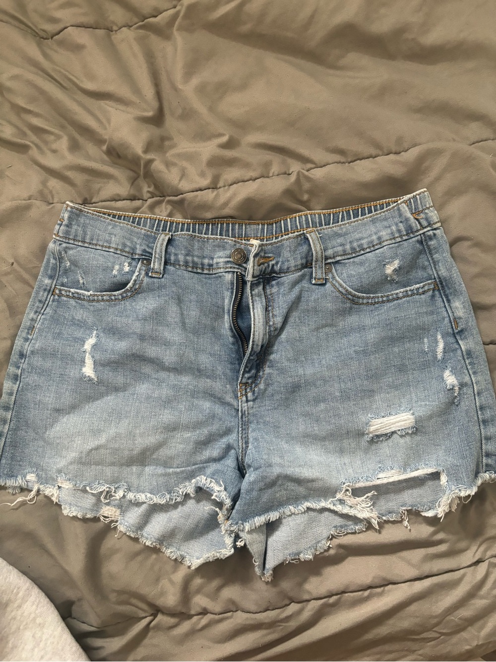 aerie Light Blue Distressed Denim Cutoff Shorts